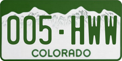 CO license plate 005HWW