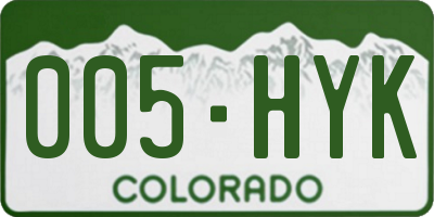 CO license plate 005HYK