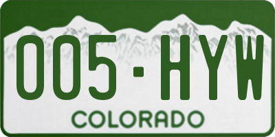 CO license plate 005HYW