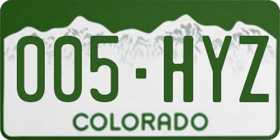 CO license plate 005HYZ
