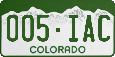 CO license plate 005IAC