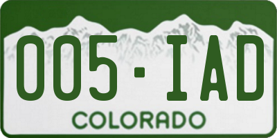 CO license plate 005IAD