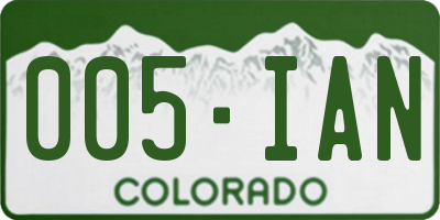 CO license plate 005IAN