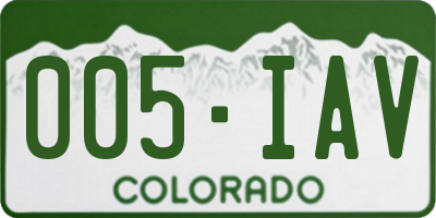 CO license plate 005IAV