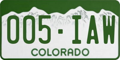 CO license plate 005IAW