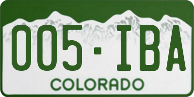 CO license plate 005IBA