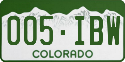 CO license plate 005IBW