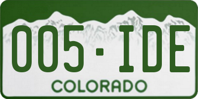 CO license plate 005IDE