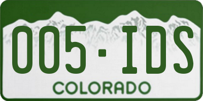 CO license plate 005IDS
