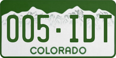 CO license plate 005IDT