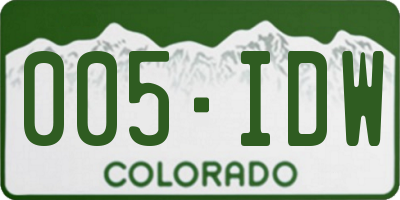 CO license plate 005IDW