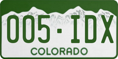 CO license plate 005IDX