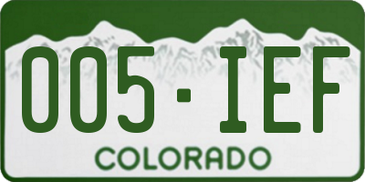 CO license plate 005IEF