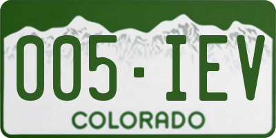CO license plate 005IEV