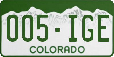 CO license plate 005IGE