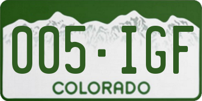 CO license plate 005IGF