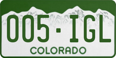 CO license plate 005IGL