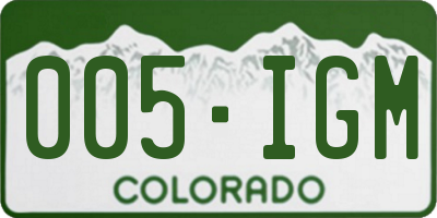 CO license plate 005IGM