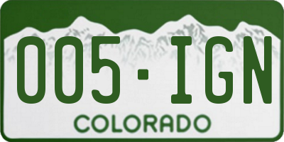 CO license plate 005IGN