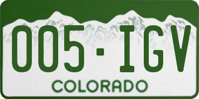 CO license plate 005IGV