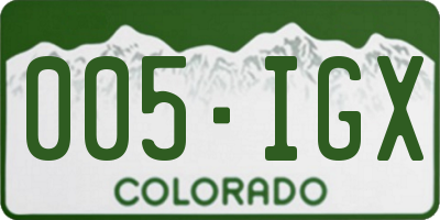 CO license plate 005IGX