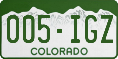 CO license plate 005IGZ