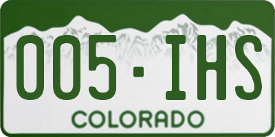 CO license plate 005IHS