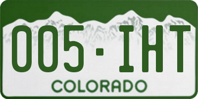 CO license plate 005IHT