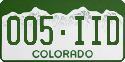 CO license plate 005IID