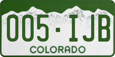 CO license plate 005IJB