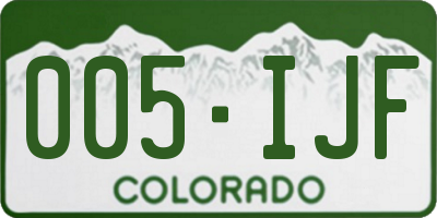 CO license plate 005IJF