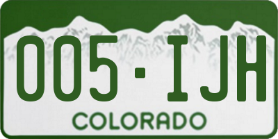 CO license plate 005IJH
