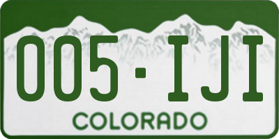 CO license plate 005IJI