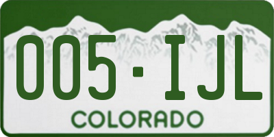 CO license plate 005IJL