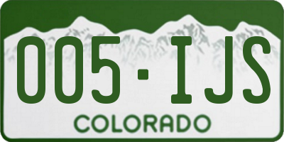 CO license plate 005IJS