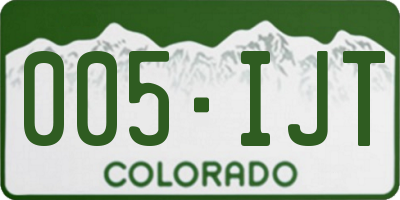 CO license plate 005IJT