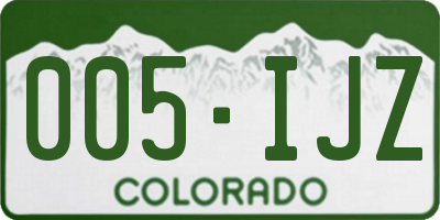 CO license plate 005IJZ