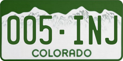 CO license plate 005INJ