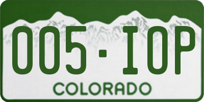 CO license plate 005IOP