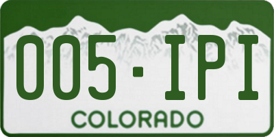 CO license plate 005IPI