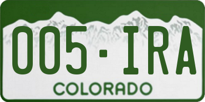 CO license plate 005IRA
