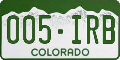 CO license plate 005IRB