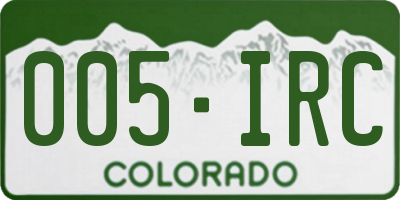 CO license plate 005IRC