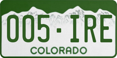 CO license plate 005IRE
