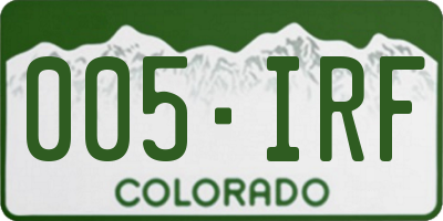 CO license plate 005IRF