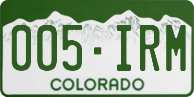 CO license plate 005IRM