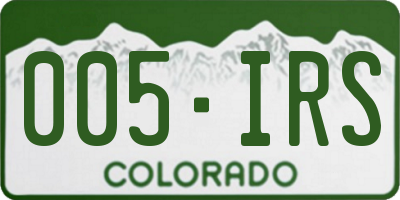 CO license plate 005IRS