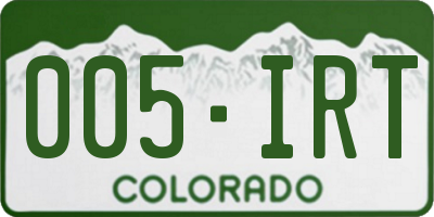 CO license plate 005IRT