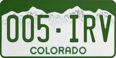 CO license plate 005IRV