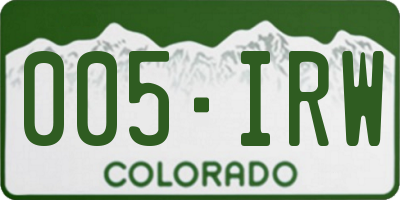 CO license plate 005IRW